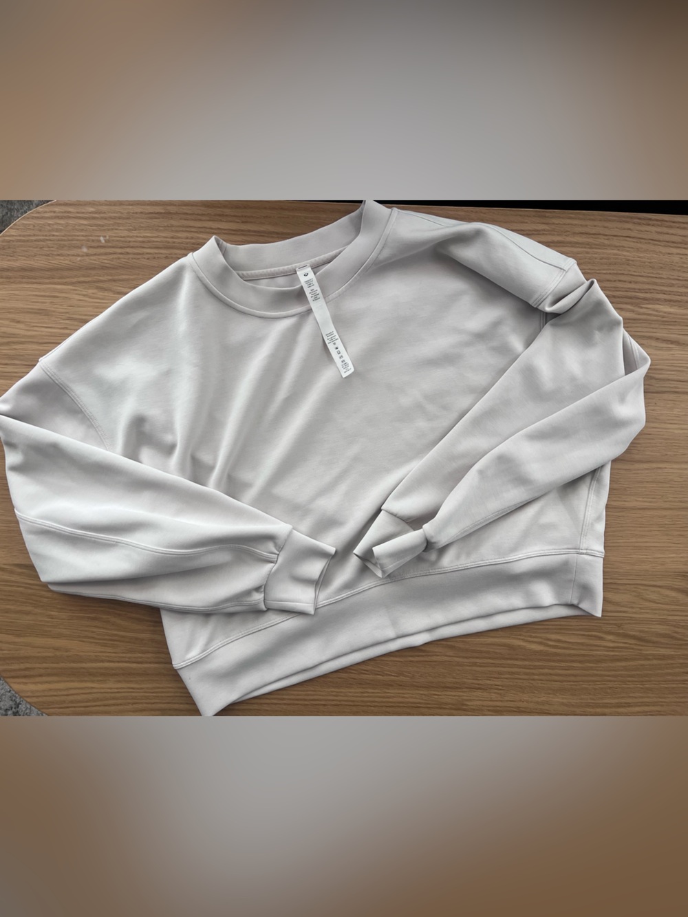 Lululemon Softstreme Perfectly Oversized Cropped Crew - White Opal/Mojave Tan